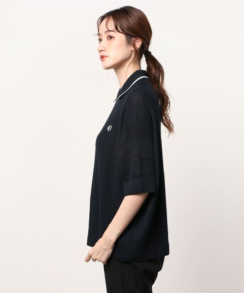 FRED PERRY（フレッドペリー）の「Tipped Collar Knitted Shirt（ポロシャツ・レディース・ホワイト/ネイビー・10）」の9枚目の写真