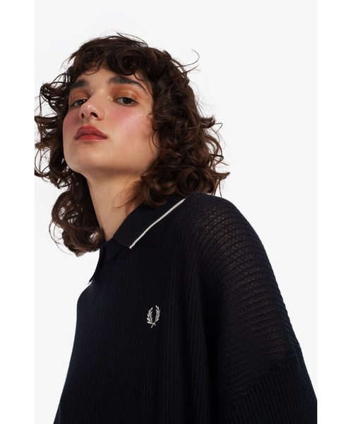 FRED PERRY（フレッドペリー）の「Tipped Collar Knitted Shirt（ポロシャツ・レディース・ホワイト/ネイビー・10）」の14枚目の写真