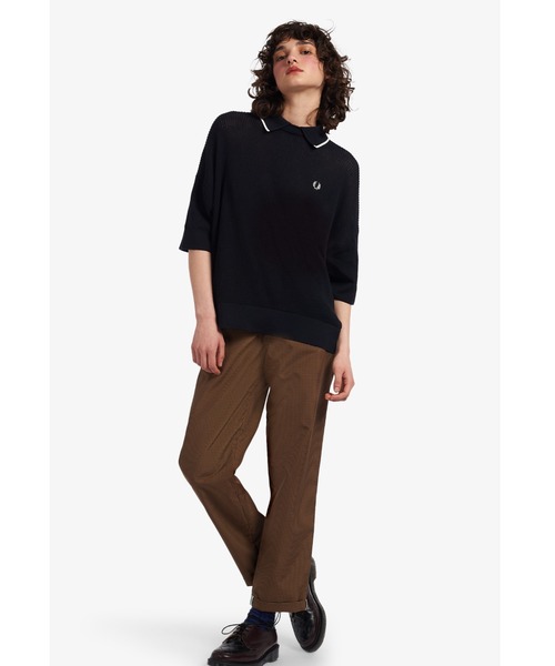 FRED PERRY（フレッドペリー）の「Tipped Collar Knitted Shirt（ポロシャツ・レディース・ホワイト/ネイビー・10）」の13枚目の写真