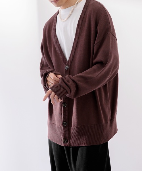 Adoon plain（アドーンプレーン）の「【Adoon plain】ルーズカーディガン（カーディガン/ボレロ・メンズ・ボルドー/マスタード/ブルーグリーン・MEDIUM/LARGE）」の3枚目の写真