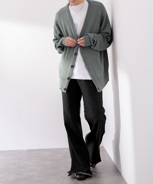 Adoon plain（アドーンプレーン）の「【Adoon plain】ルーズカーディガン（カーディガン/ボレロ・メンズ・ボルドー/マスタード/ブルーグリーン・MEDIUM/LARGE）」の21枚目の写真