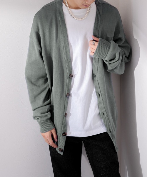 Adoon plain（アドーンプレーン）の「【Adoon plain】ルーズカーディガン（カーディガン/ボレロ・メンズ・ボルドー/マスタード/ブルーグリーン・MEDIUM/LARGE）」の8枚目の写真