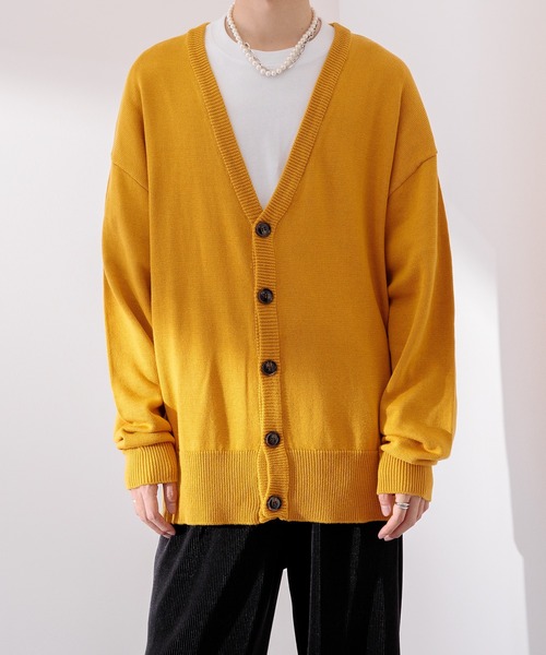 Adoon plain（アドーンプレーン）の「【Adoon plain】ルーズカーディガン（カーディガン/ボレロ・メンズ・ボルドー/マスタード/ブルーグリーン・MEDIUM/LARGE）」の5枚目の写真