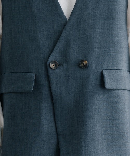 epnok(エプノック)の「ノーカラーダブルベスト/ジレ(ベスト・メンズ・ブラウン/グレイッシュブルー/ナチュラル・SMALL/MEDIUM/LARGE)」の18枚目の写真