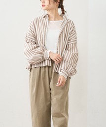 PUAL CE CIN | 先染めストライプ前開きブラウス(シャツ/ブラウス)