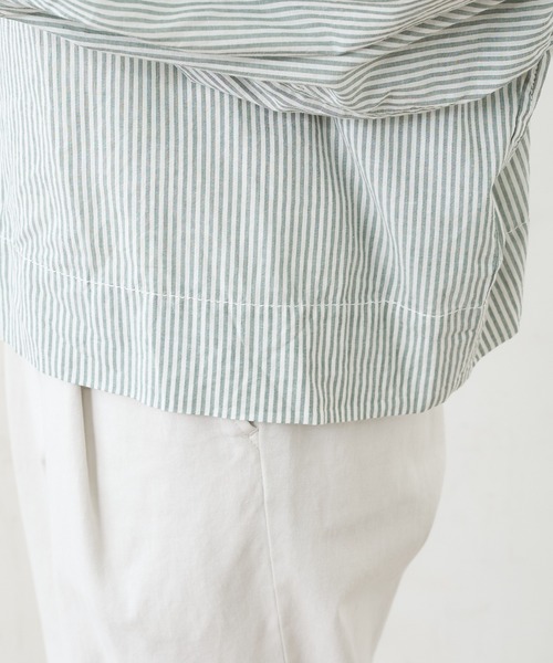 PUAL CE CIN（ピュアルセシン）の「先染めストライプ前開きブラウス（シャツ/ブラウス・レディース・ブラック/ブラウン/グリーン/ブルー・FREE）」の20枚目の写真