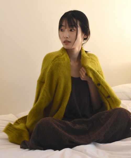 Alley by w closet（アリーバイダブルクローゼット）の「【Alley】3G起毛加工カーディガン（カーディガン/ボレロ・レディース・イエロー/パープル/オフホワイト・FREE）」の3枚目の写真