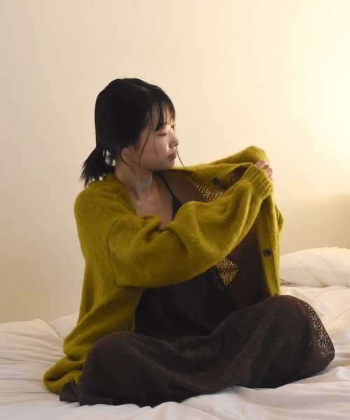 Alley by w closet（アリーバイダブルクローゼット）の「【Alley】3G起毛加工カーディガン（カーディガン/ボレロ・レディース・イエロー/パープル/オフホワイト・FREE）」の15枚目の写真