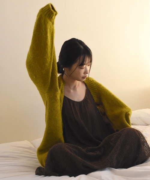 Alley by w closet（アリーバイダブルクローゼット）の「【Alley】3G起毛加工カーディガン（カーディガン/ボレロ・レディース・イエロー/パープル/オフホワイト・FREE）」の17枚目の写真