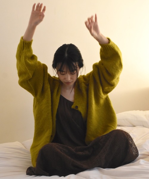 Alley by w closet（アリーバイダブルクローゼット）の「【Alley】3G起毛加工カーディガン（カーディガン/ボレロ・レディース・イエロー/パープル/オフホワイト・FREE）」の19枚目の写真