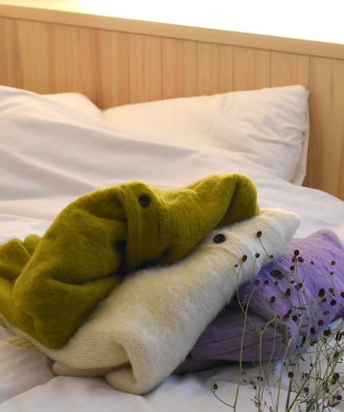 Alley by w closet（アリーバイダブルクローゼット）の「【Alley】3G起毛加工カーディガン（カーディガン/ボレロ・レディース・イエロー/パープル/オフホワイト・FREE）」の21枚目の写真