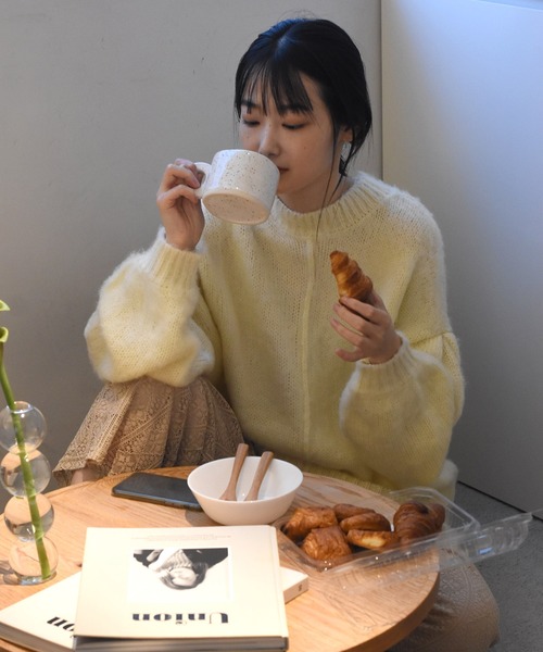 Alley by w closet（アリーバイダブルクローゼット）の「【Alley】3G起毛加工カーディガン（カーディガン/ボレロ・レディース・イエロー/パープル/オフホワイト・FREE）」の8枚目の写真