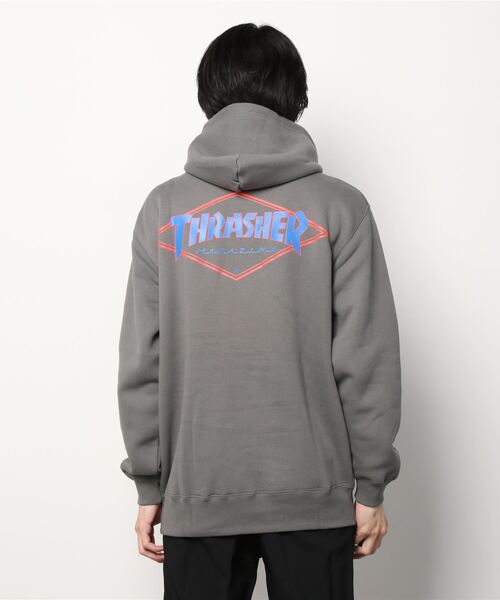 THRASHER（スラッシャー）の「【ムラサキスポーツ別注】THRASHER/スラッシャー　ビッグシルエット バックプリントパーカー TH8522S DIAMOND（パーカー・メンズ・ブラック系その他2/ネイビー/ブラック/グリーン/グレー/レッド/ブラック系その他3・L/M/XL）」の9枚目の写真