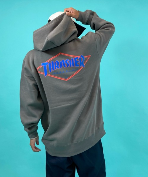 THRASHER（スラッシャー）の「【ムラサキスポーツ別注】THRASHER/スラッシャー　ビッグシルエット バックプリントパーカー TH8522S DIAMOND（パーカー・メンズ・ブラック系その他2/ネイビー/ブラック/グリーン/グレー/レッド/ブラック系その他3・L/M/XL）」の5枚目の写真
