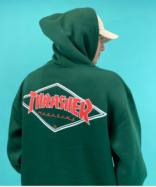 THRASHER（スラッシャー）の「【ムラサキスポーツ別注】THRASHER/スラッシャー　ビッグシルエット バックプリントパーカー TH8522S DIAMOND（パーカー・メンズ・ブラック系その他2/ネイビー/ブラック/グリーン/グレー/レッド/ブラック系その他3・L/M/XL）」の6枚目の写真