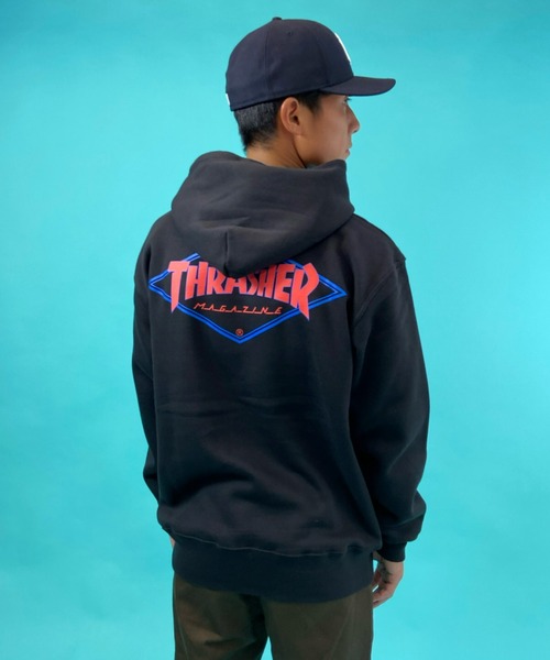 THRASHER（スラッシャー）の「【ムラサキスポーツ別注】THRASHER/スラッシャー　ビッグシルエット バックプリントパーカー TH8522S DIAMOND（パーカー・メンズ・ブラック系その他2/ネイビー/ブラック/グリーン/グレー/レッド/ブラック系その他3・L/M/XL）」の18枚目の写真