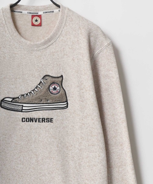 Converse コンバース All Star オールスター ニットフリース ワンポイント シューズ ロゴ 刺繍 スウェット トレーナー