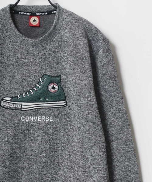 CONVERSE(コンバース)の「CONVERSE/コンバース ニットフリース ワンポイント シューズ ロゴ 刺繍 スウェット トレーナー(スウェット・メンズ・モカ/グレー系その他/グレー/ベージュ/チャコールグレー/ブラック・LL/M/L)」の2枚目の写真