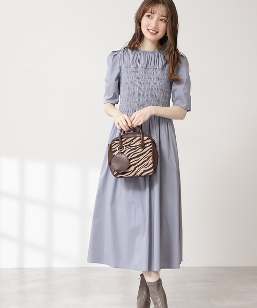 N.(N. Natural Beauty Basic)(エヌエヌナチュラルビューティーベーシック)の「シャーリングトップワンピース(ワンピース・レディース・ブラック/レッド/ブルー・MEDIUM)」の3枚目の写真