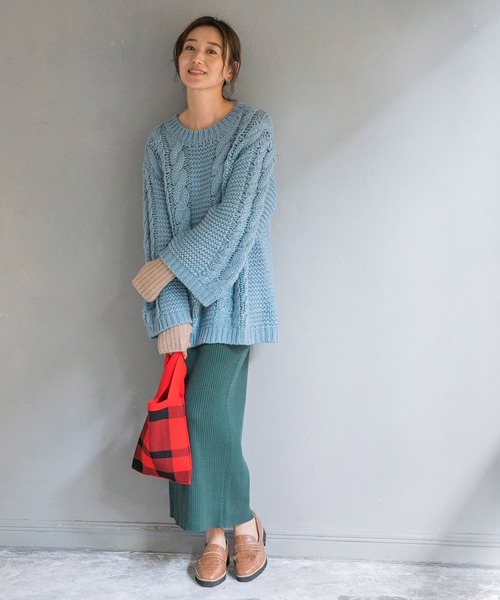 LEPSIM（レプシィム）の「【辻直子さんコラボ】ボリュームケーブルニット　229732（ニット/セーター・レディース・ライトイエロー/ピンク/ブルー・FREE）」の9枚目の写真