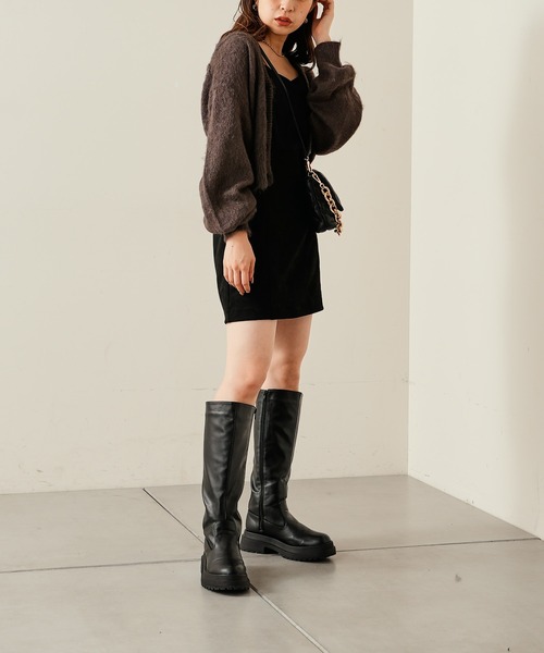 Chico(チコ)の「ショート丈モヘヤニットカーディガン(カーディガン/ボレロ・レディース・アイボリー/オレンジ/ベージュ/チャコールグレー/グレー・FREE)」の19枚目の写真