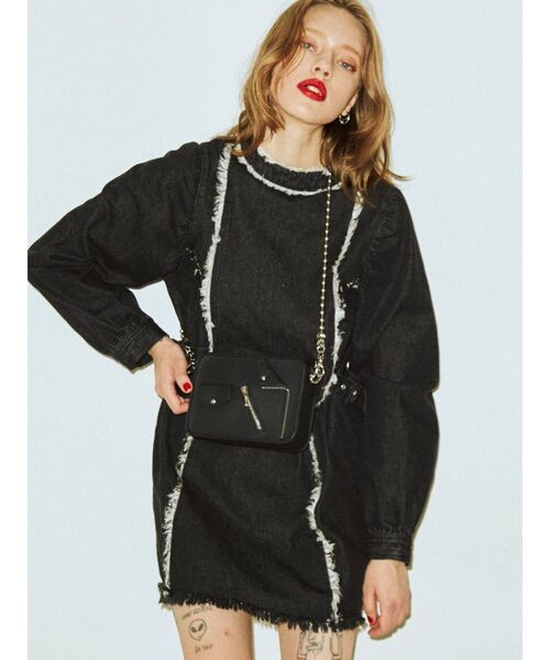 jouetie（ジュエティ）の「フリンジミニワンピース（ワンピース・レディース・ライトブルー/ブラック・MEDIUM）」の7枚目の写真