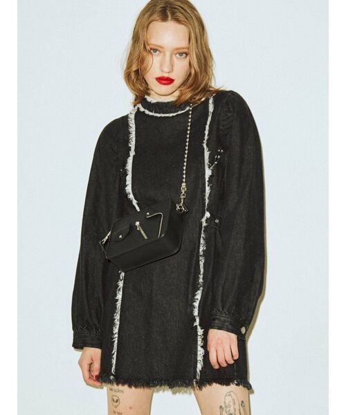 jouetie（ジュエティ）の「フリンジミニワンピース（ワンピース・レディース・ライトブルー/ブラック・MEDIUM）」の8枚目の写真