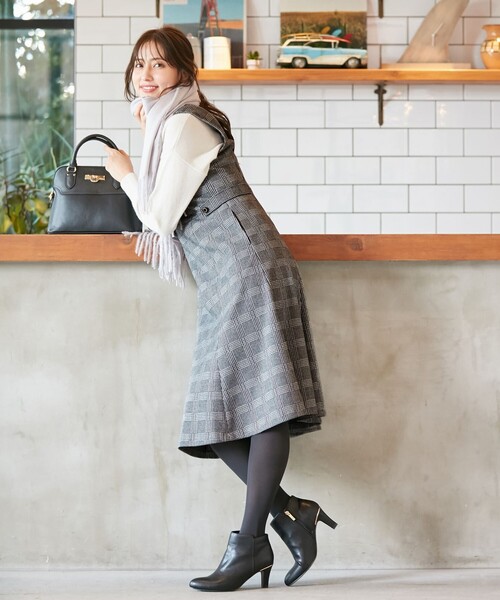 ANY SIS（エニィスィス）の「【美人百花1月号掲載】ウーリッシュフレア ジャンパースカート（ワンピース・レディース・ブラック系3/グレー系・1/3/2）」の3枚目の写真