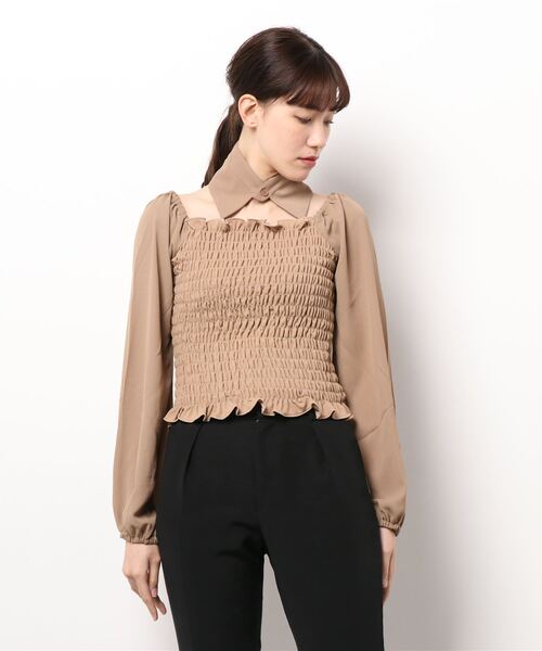 セール 襟付きシャーリングトップス シャツ ブラウス Cecil Mcbee セシルマクビー のファッション通販 Zozotown