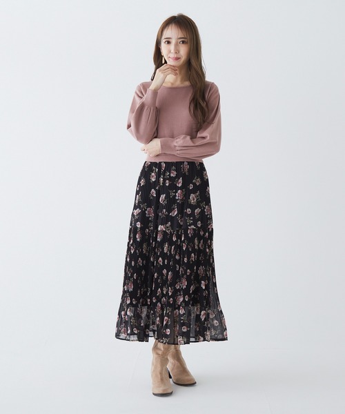 BE RADIANCE(ビーラディエンス)の「フラワープリーツドッキングワンピース(ワンピース・レディース・アイボリー/ピンク/ピンクベージュ・FREE)」の2枚目の写真