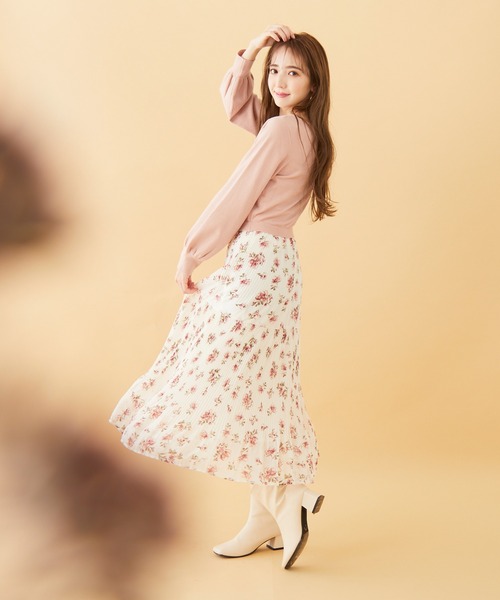 BE RADIANCE(ビーラディエンス)の「フラワープリーツドッキングワンピース(ワンピース・レディース・アイボリー/ピンク/ピンクベージュ・FREE)」の5枚目の写真