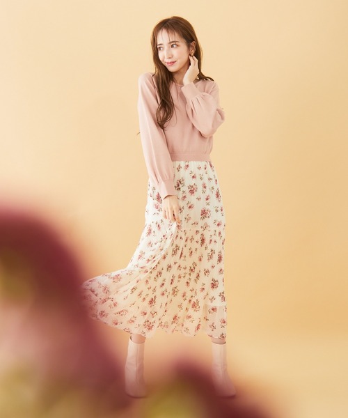 BE RADIANCE(ビーラディエンス)の「フラワープリーツドッキングワンピース(ワンピース・レディース・アイボリー/ピンク/ピンクベージュ・FREE)」の10枚目の写真