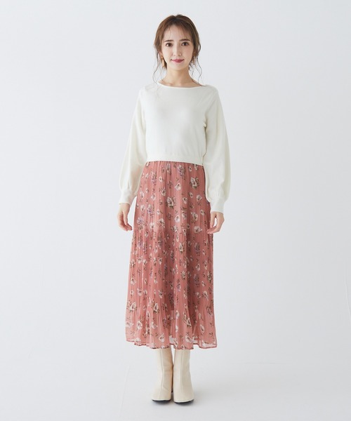 BE RADIANCE(ビーラディエンス)の「フラワープリーツドッキングワンピース(ワンピース・レディース・アイボリー/ピンク/ピンクベージュ・FREE)」の20枚目の写真