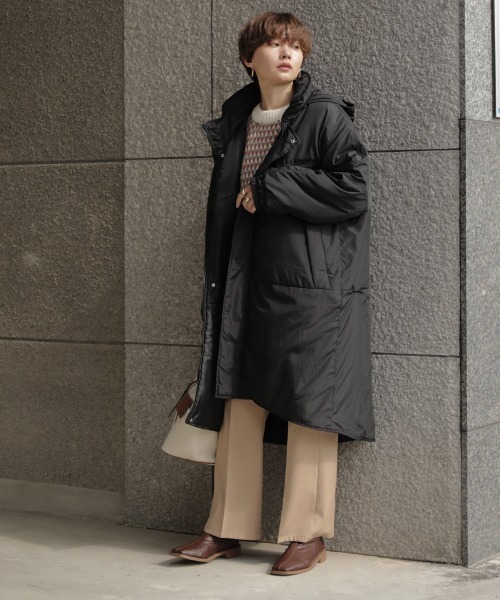 Bab(バブ)の「【WEB限定】ビッグシルエットビッグポケット中綿コート(その他アウター・レディース・グレー系その他/ベージュ/ブラック・38)」の8枚目の写真