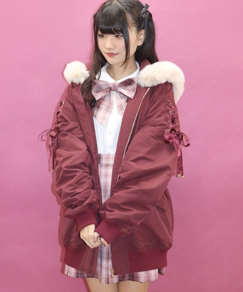 ジャケット・アウター secret honey Secret Honey ブルゾン アウター 取り外しフード付きスカジャン