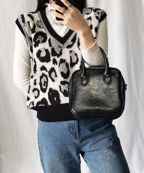 me+em select（ミームセレクト）の「レオパードジャガードニットベスト（ベスト・レディース・モカ/グレー/ブラック・FREE）」の16枚目の写真