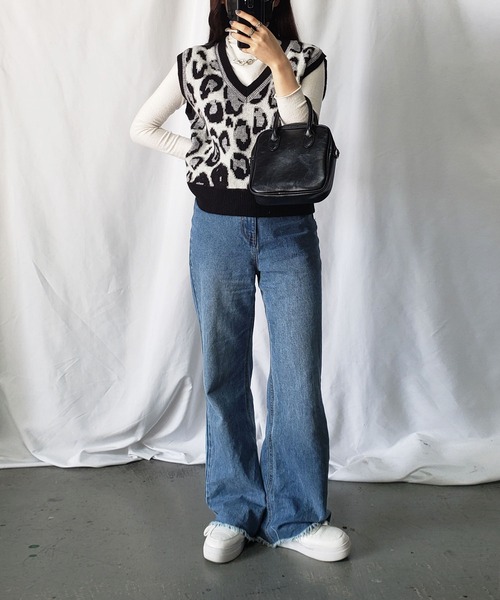 me+em select（ミームセレクト）の「レオパードジャガードニットベスト（ベスト・レディース・モカ/グレー/ブラック・FREE）」の17枚目の写真