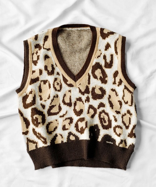 me+em select（ミームセレクト）の「レオパードジャガードニットベスト（ベスト・レディース・モカ/グレー/ブラック・FREE）」の9枚目の写真