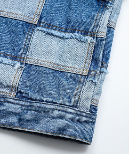 X-girl（エックスガール）の「PATCHWORK DENIM JACKET（デニムジャケット・レディース・ブラック/インディゴブルー・S/M）」の4枚目の写真