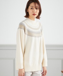 ウォッシャブルゆるシルエットジャガードニットプルオーバー
