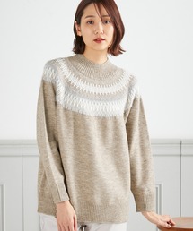 ウォッシャブルゆるシルエットジャガードニットプルオーバー