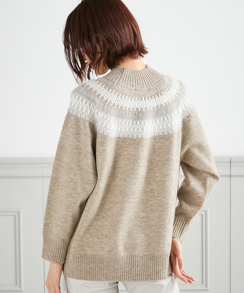 Petit Honfleur（プチオンフルール）の「ウォッシャブルゆるシルエットジャガードニットプルオーバー（ニット/セーター・レディース・グレー/モカ/アイボリー・M/L）」の5枚目の写真