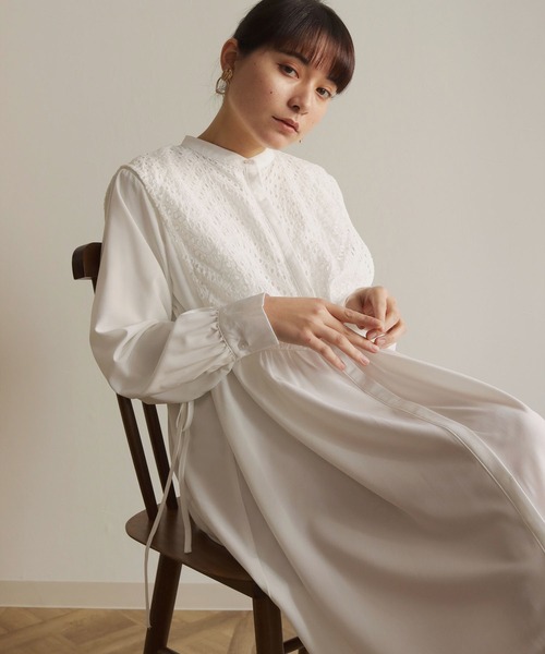 HER CLOSET（ハークローゼット）の「【shemoshelly】ケープレイヤードシャツワンピース（シャツワンピース・レディース・ホワイト/ブラック/モカ/グレイッシュベージュ・M）」の11枚目の写真