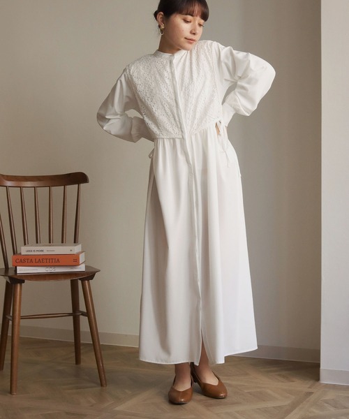 HER CLOSET（ハークローゼット）の「【shemoshelly】ケープレイヤードシャツワンピース（シャツワンピース・レディース・ホワイト/ブラック/モカ/グレイッシュベージュ・M）」の9枚目の写真