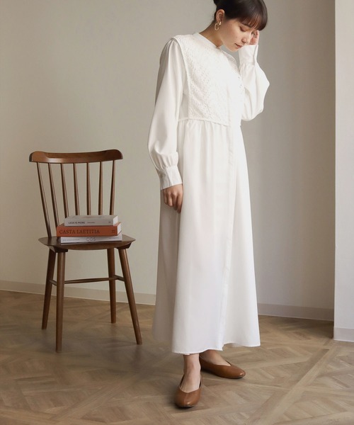 HER CLOSET（ハークローゼット）の「【shemoshelly】ケープレイヤードシャツワンピース（シャツワンピース・レディース・ホワイト/ブラック/モカ/グレイッシュベージュ・M）」の14枚目の写真