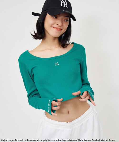 BACK TO THE FIELD(バック トゥー ザ フィールド)の「【MLB】ワンポイントロゴ長袖リブちびTシャツ(Tシャツ/カットソー・レディース・ホワイト/ブラック/グリーン・FREE)」の18枚目の写真