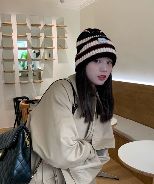 HALEY PESCA/ルーズデザイン ボーダービーニー（ニットキャップ