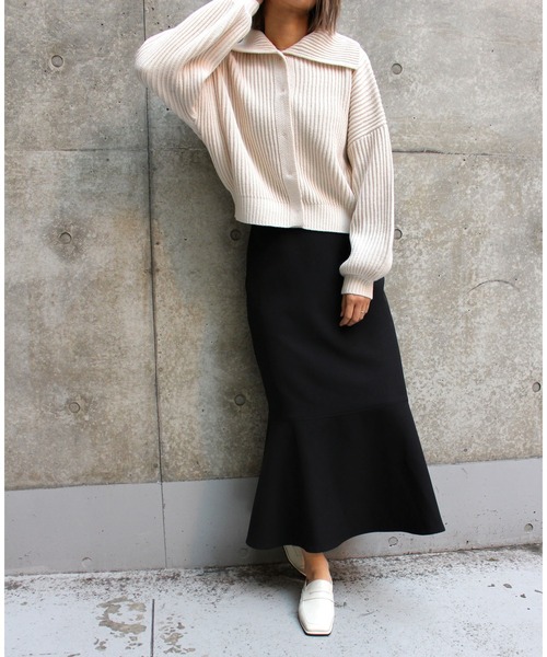 MLI'A(エムリア)の「ビッグカラースナップボタンニットカーディガン(カーディガン/ボレロ・レディース・ピンク/グリーン/サックスブルー/オレンジ/ナチュラル・M)」の21枚目の写真