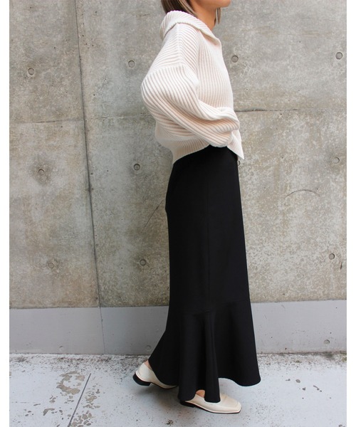 MLI'A(エムリア)の「ビッグカラースナップボタンニットカーディガン(カーディガン/ボレロ・レディース・ピンク/グリーン/サックスブルー/オレンジ/ナチュラル・M)」の9枚目の写真