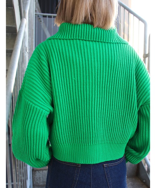 MLI'A(エムリア)の「ビッグカラースナップボタンニットカーディガン(カーディガン/ボレロ・レディース・ピンク/グリーン/サックスブルー/オレンジ/ナチュラル・M)」の22枚目の写真